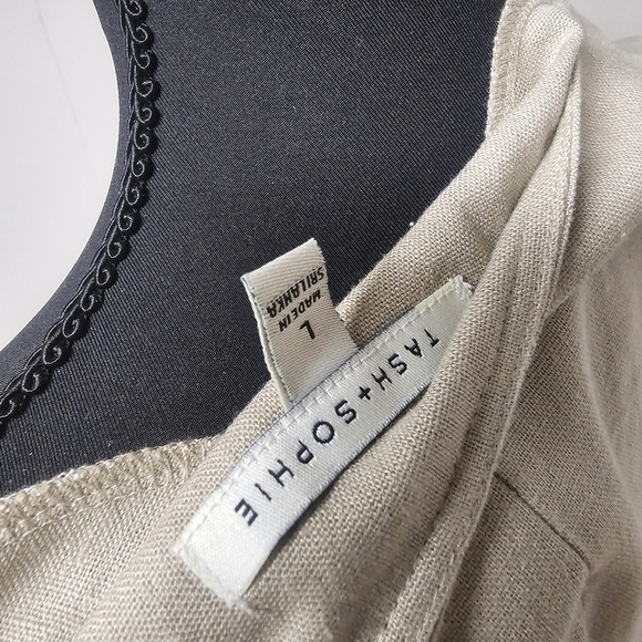 Tash & Sophie Linen Blend Lagenlook Dress Buttons Pockets Cap Sleeves Neutral - Picture 12 of 12